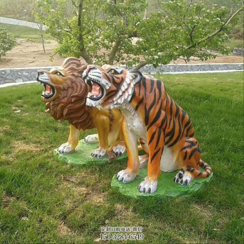 镜面老虎雕塑 卡通雕塑装饰精品 园林卡通老虎雕塑摆件订做