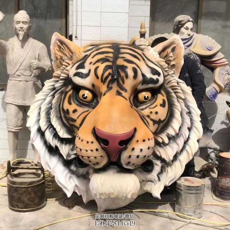 金属老虎头雕塑 壁挂雕塑展示提供 空间老虎头雕塑精品